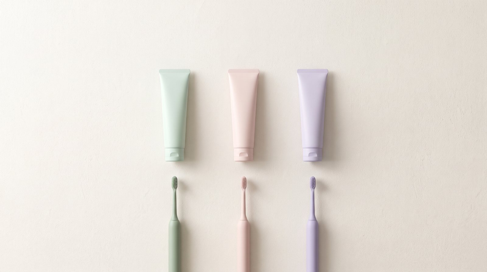 The six Oravie products laid out on a pale counter