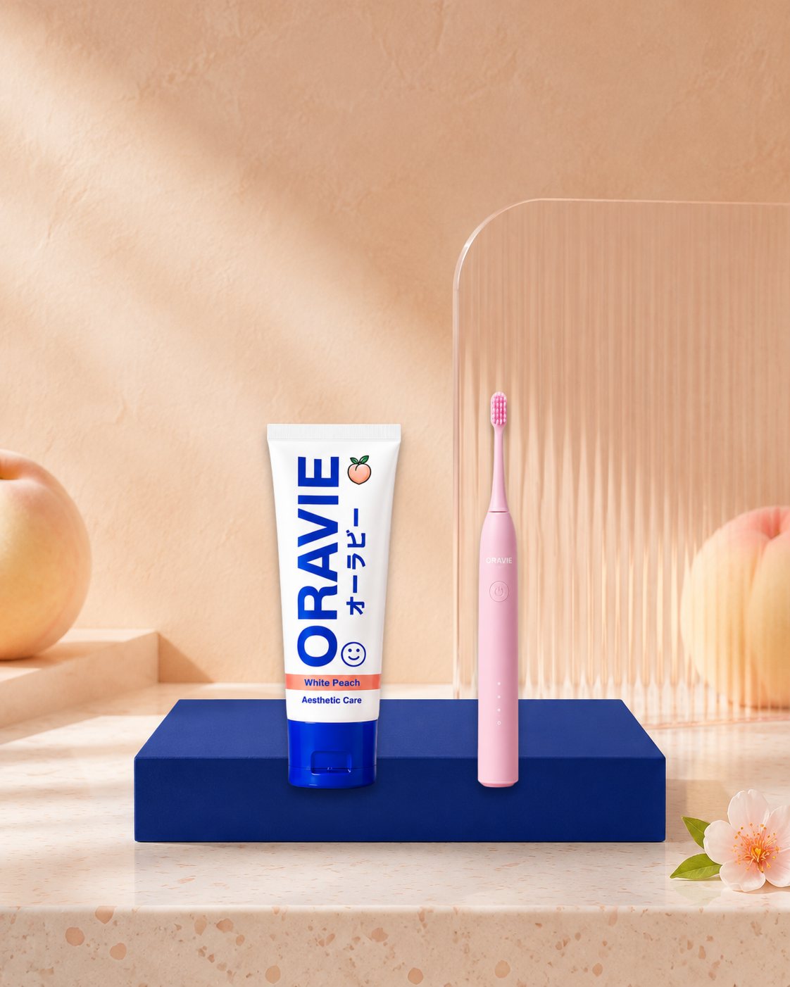 Japanese White Peach paste with its matching peach brush